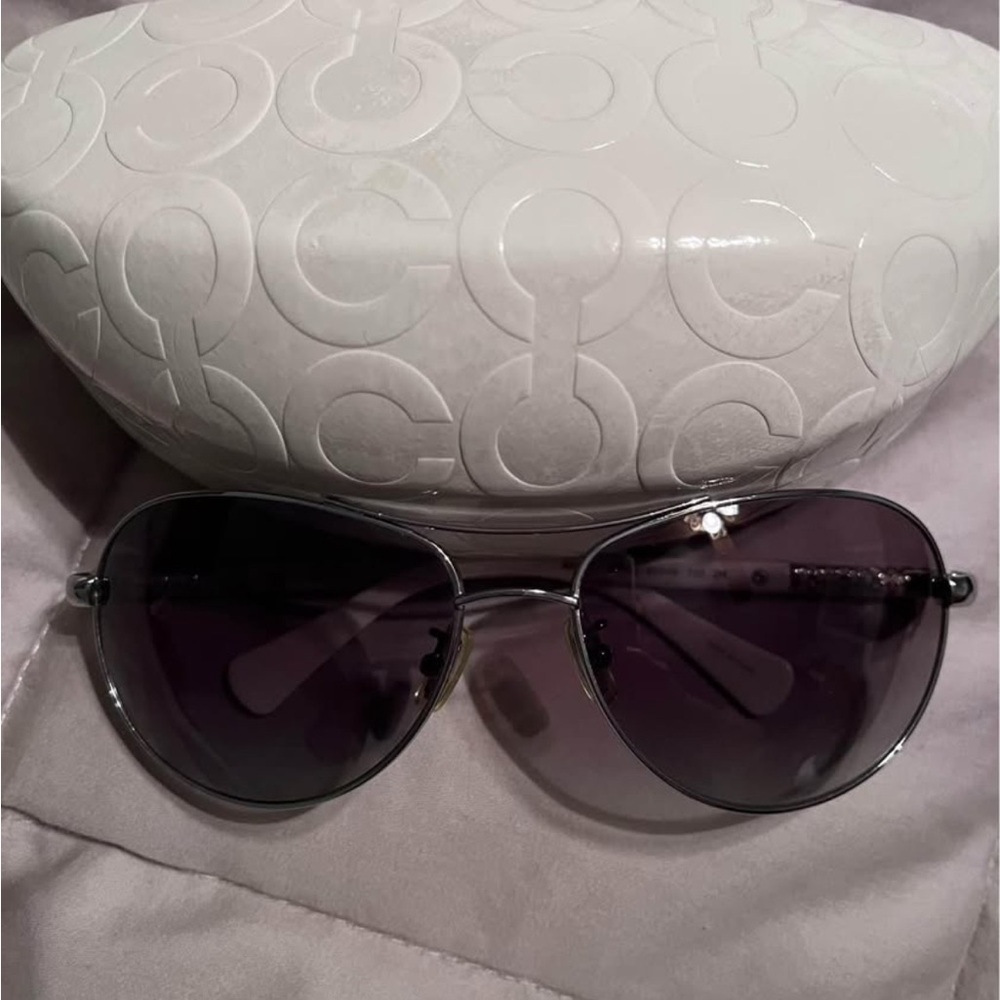 Coach Silver Sunglasses with Dark Lenses